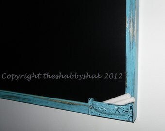 Framed chalkboard, aqua blue Large chalkboard 17 x 23 / Shabby Chic Decor
