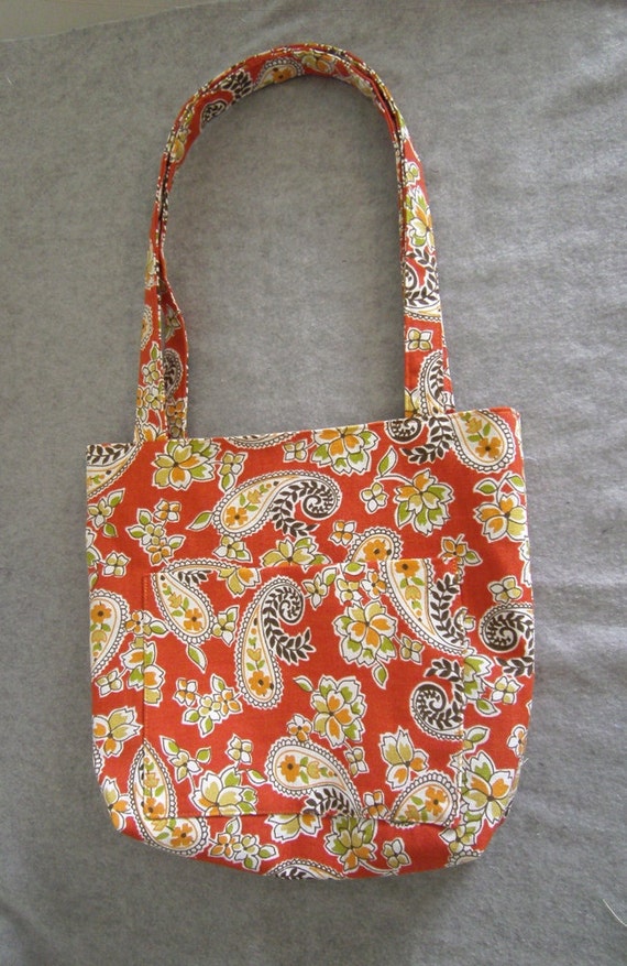 Canvas Tote Bag Orange Paisley by BonniesSewCrazy on Etsy