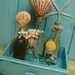 Vintage Apothecary Bottle Orange Scallop Seashell and Skeleton Key