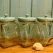 3 Vintage Turquoise Lid Glass Biscuits Cookie Jar Cannisters
