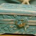 Vintage Little Turquoise Blue Treasure Jewelry Chest Box