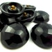 Vintage glass buttons, spider web pattern black faceted 3pcs