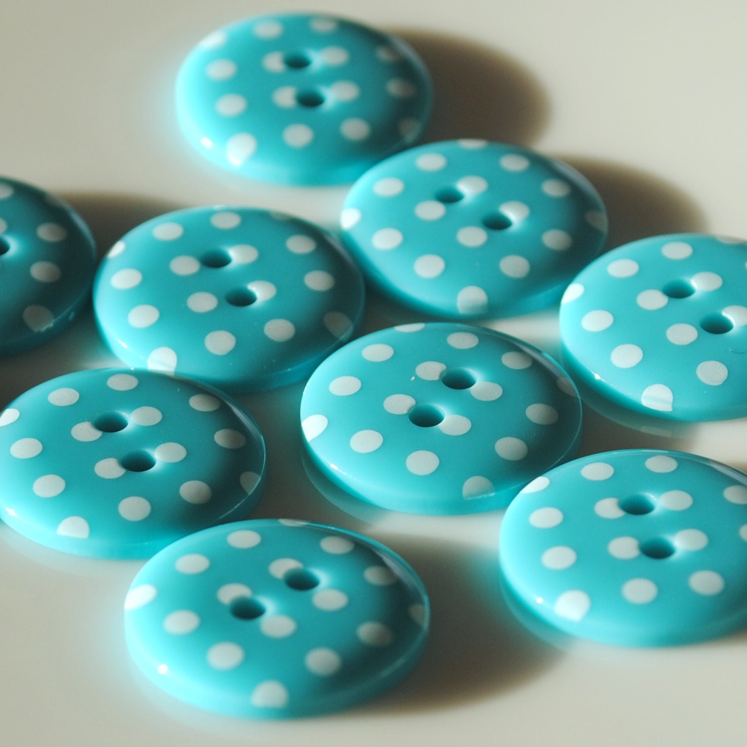 10 Turquoise Spotty Buttons Small 15mm