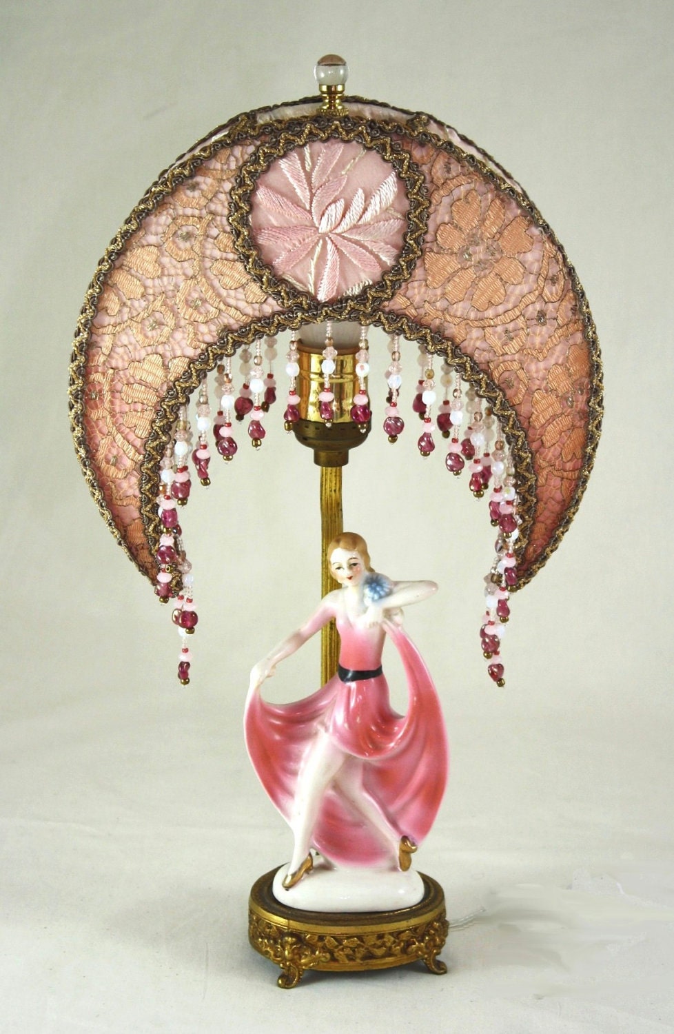 Art Deco DANCING Lady Antique Boudoir Lamp