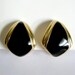 Monet Vintage Black Enamel Triangle Clip On Earrings