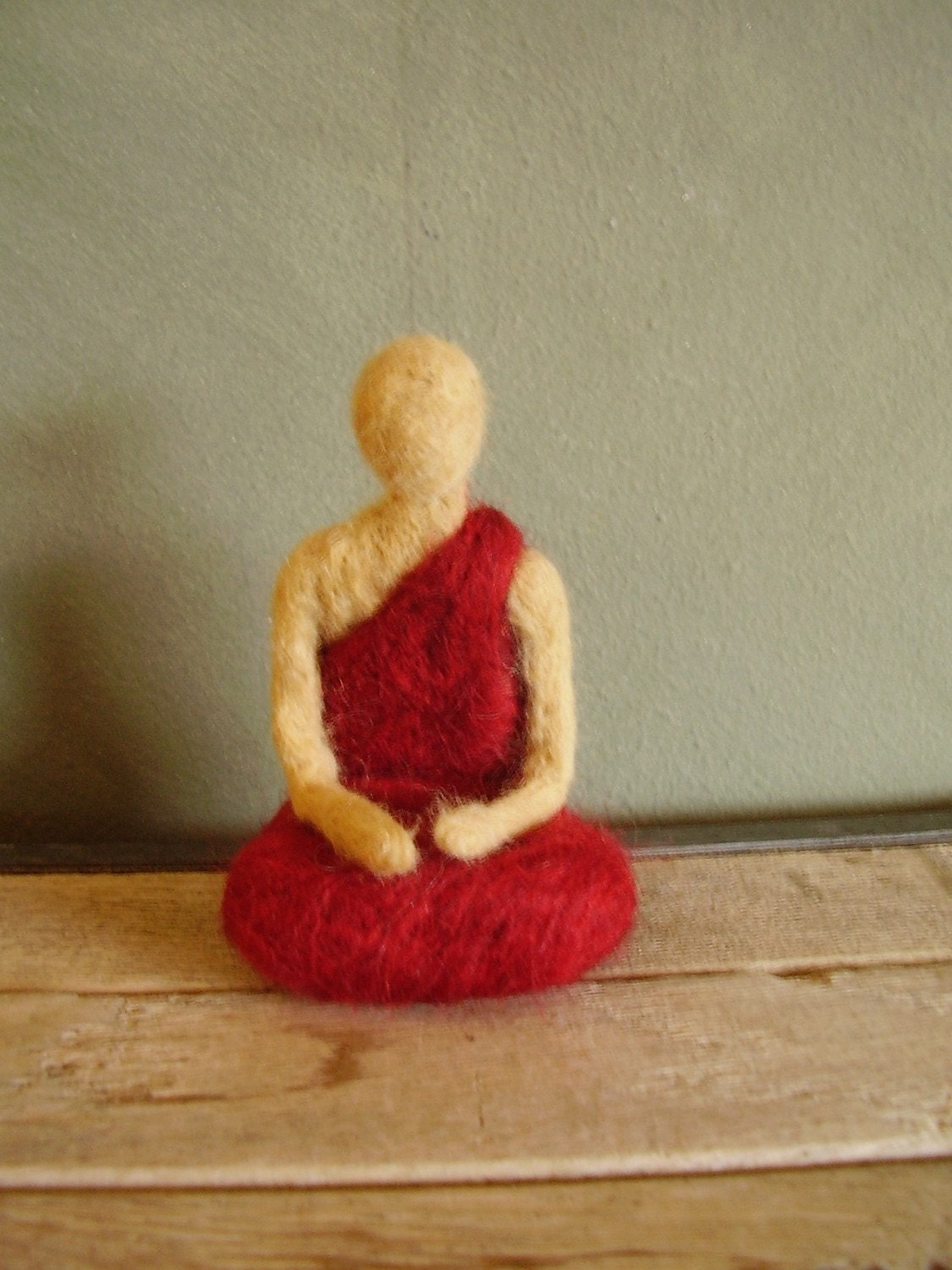 Buddhist Monk In Red Robes A Needle-felted Wool By HouseOfMoss