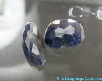 SAPPHIRE. Indigo Blue Parti Color. Tongues. Natural. High Dome Faceted. 1 pc. 18 cts. 16.5x8.5x11.5mm (S332T-A)