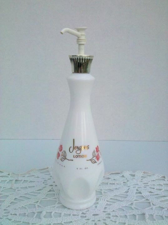 Vintage Milk Glass Jergens Lotion Bottle with by elektrykboogaloo