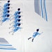 Vintage Tablecloth Marching Band Parade Marching Drums Blue by Prints Charming 1950s