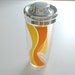 Vintage Cocktail Shaker Orange Yellow Swirl Mod Irvinware Glass with Lid Barware MCM