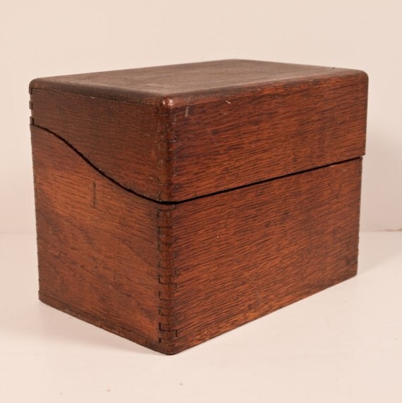 Vintage Library Card Wooden File Box by ARTinBOXES on Etsy
