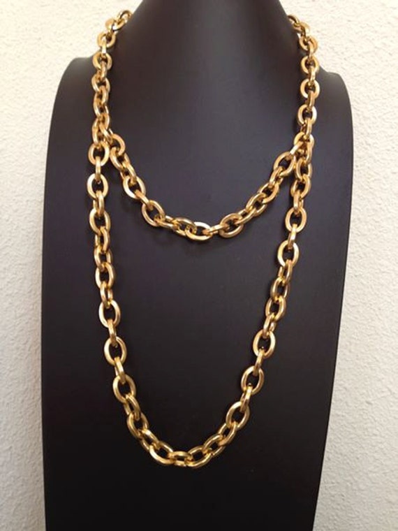 Long Chunky Gold Double Chain by seejewelryonline on Etsy