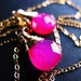 Reserved for Sam - Hot Pink Chalcedony Lariat and Earrings, Wire Wrapped in Gold Fill,