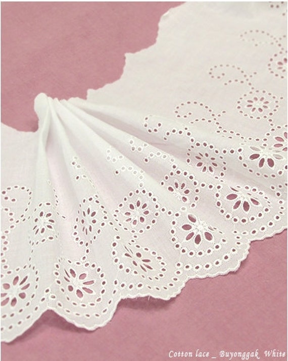 Wide Eyelet Cotton Lace Trim by the yard width 19 cm 259461