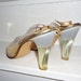 Clear Lucite Heel CINDERELLA Vintage 1950's Peeptoe Pumps 9