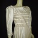 Tan & White Striped Vintage 1980's Puffsleeved Dress XS S
