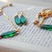 Green and Gold Goddess Jewelry Gift Set - Early Autumn - Leaves - Green Grass - Gold Plated - Wire Wrapped - Necklace - Bracelet - Earrings