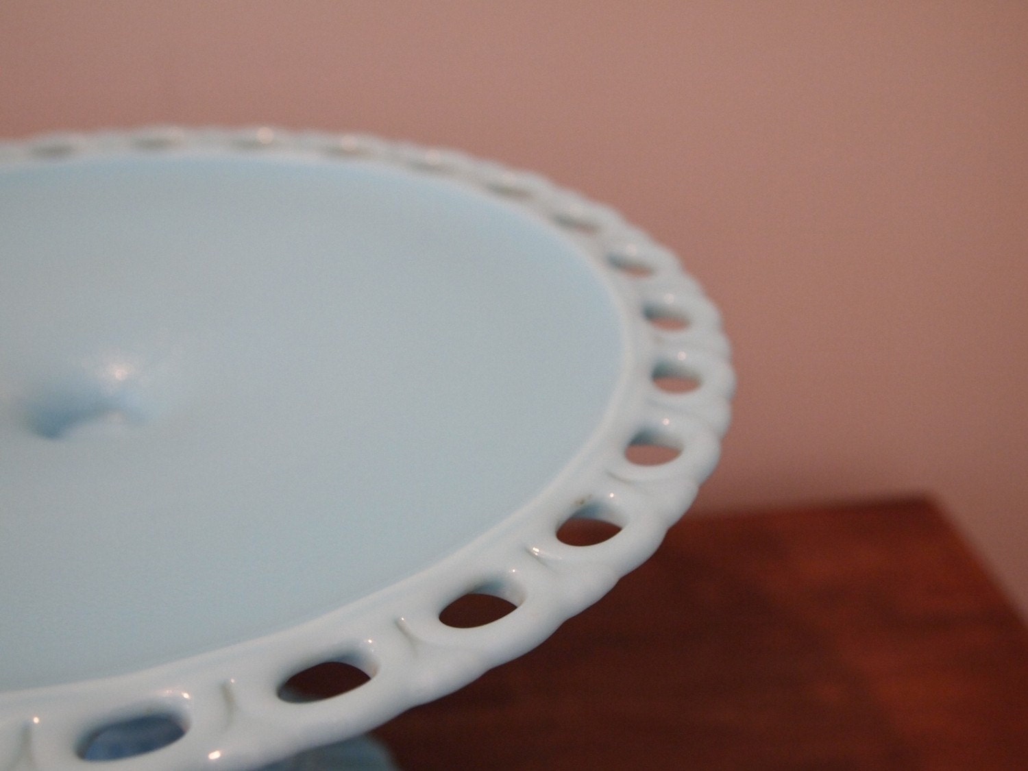 Vintage Imperial Blue Milk Glass Cake Stand