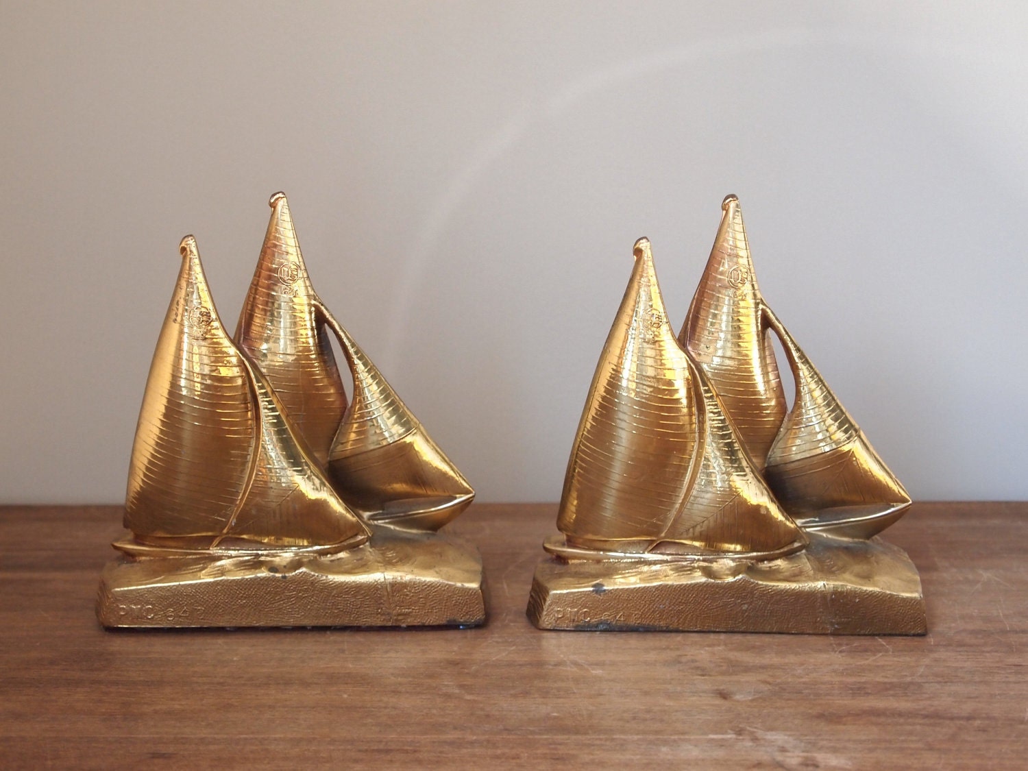 brass sailboat bookends