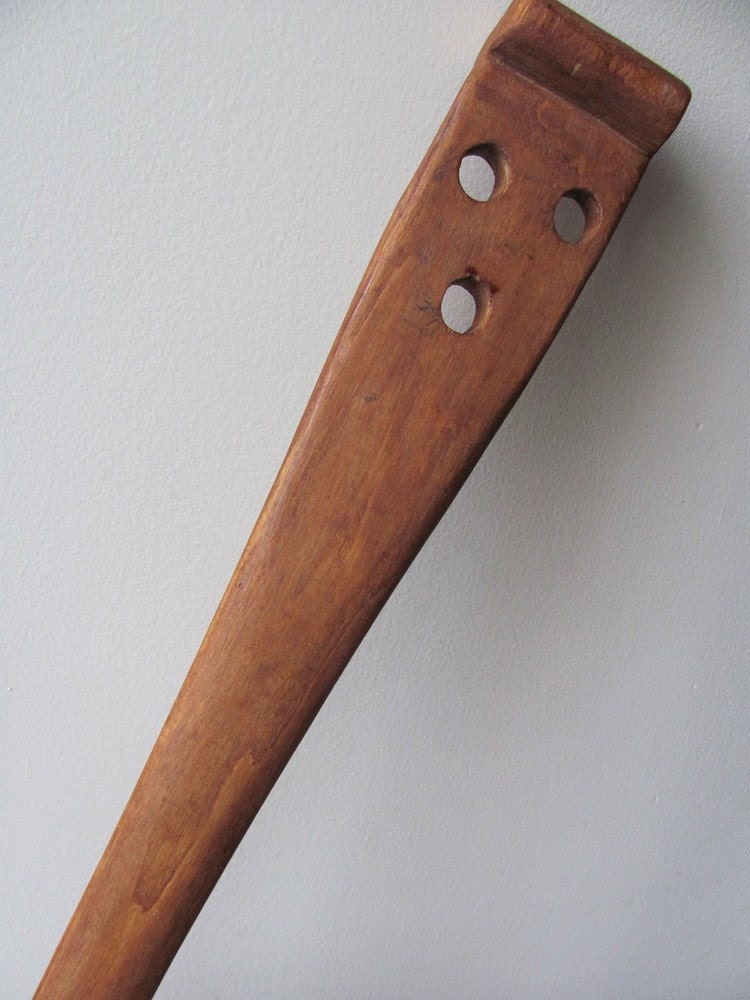 Antique Laundry Fork. Wash Paddle. Hand Carved Solid Wood.