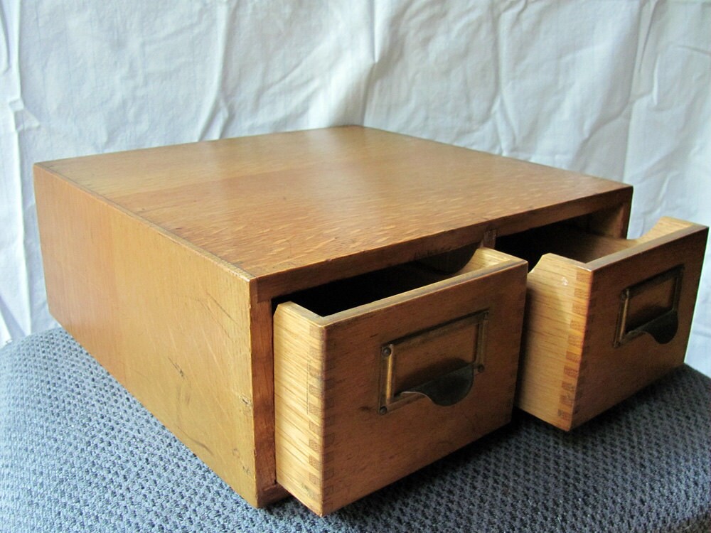 Library Card Catalog File 2 Drawer Index File Drawer.