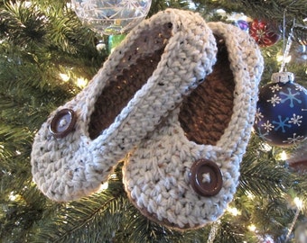 Crochet Slippers, Womens crochet slippers, House Slippers, tan flecks and cafe, Oma Slippers, custom made
