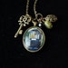 SECRET GARDEN- Photographic Art Pendant with Antiqued Charms and stone bead