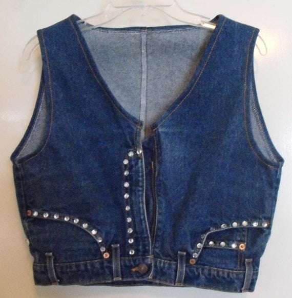 Items similar to Upcycled Denim Jeans Vest on Etsy