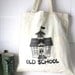 Teacher Gift- Old School cotton canvas tote- screen printed Simple Natural Reusable lightweight