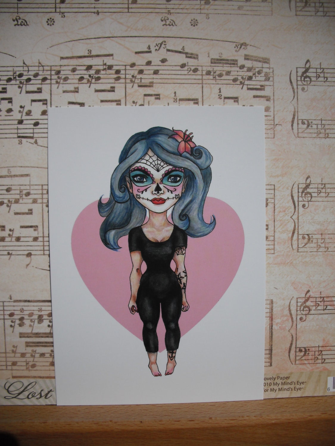 Sugar+Skull+Pin+Up Sugar Skull Pin up Postcard Print by missjenniewood on Etsy