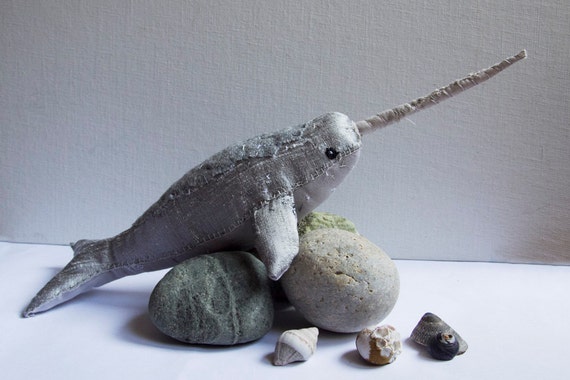 Narwhal No. 3 Arctic Whale Soft Sculpture by fogandswell on Etsy