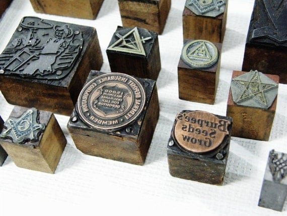 28 antique Printing Blocks