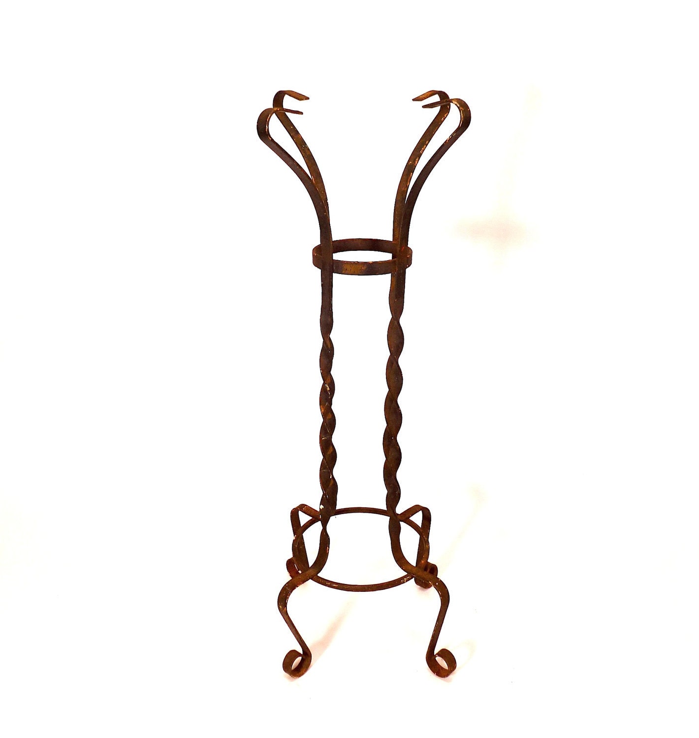 Vintage Black Wrought Iron Plant Stand / Jardiniere