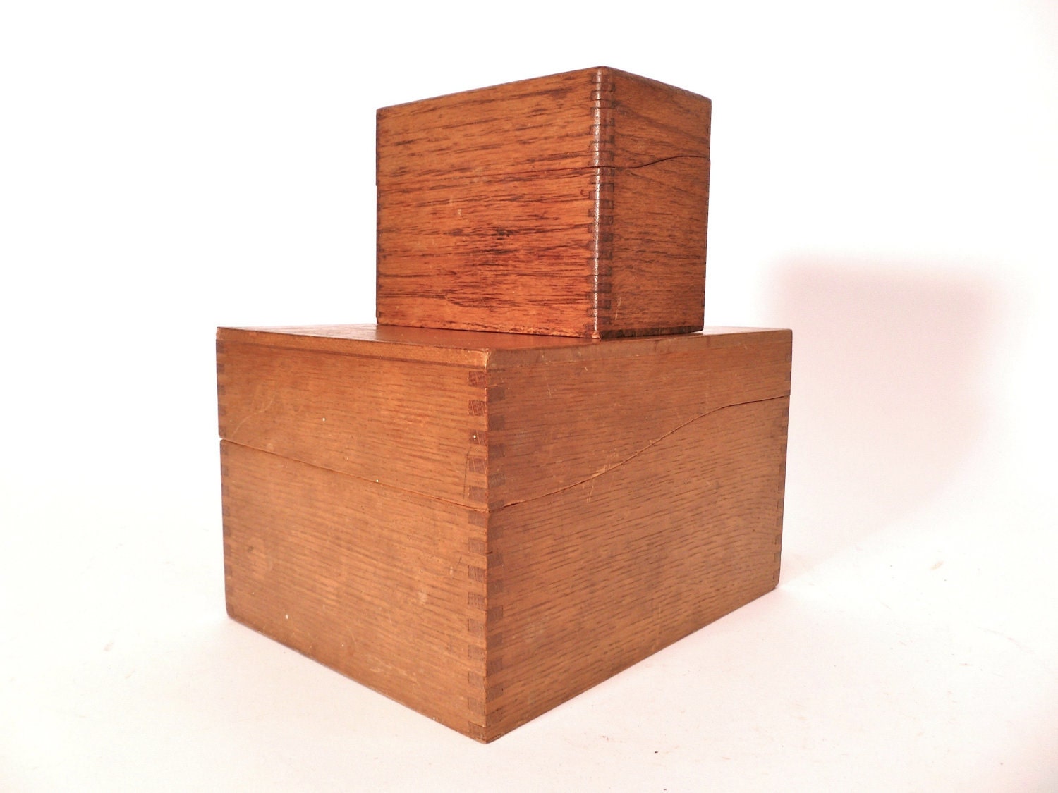 Small Vintage Wood Box File Card Box Recipe Card Box