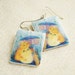 Two cats in the rain earrings from polymer clay - blue yellow earrings, love, gift idea for her, girl, ivory, blue sky - ready to ship