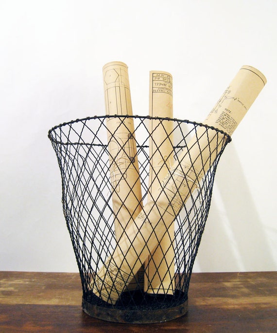 Industrial Wire Trash Basket by twentytimesi on Etsy