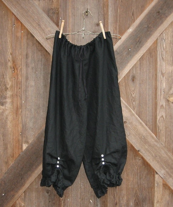 Items similar to linen bloomer knicker britches girlie pantaloon boho gypsy in black with