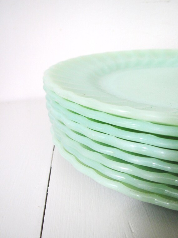 Vintage Jadeite Plates Set of 8 Mint Green Anchor Hocking