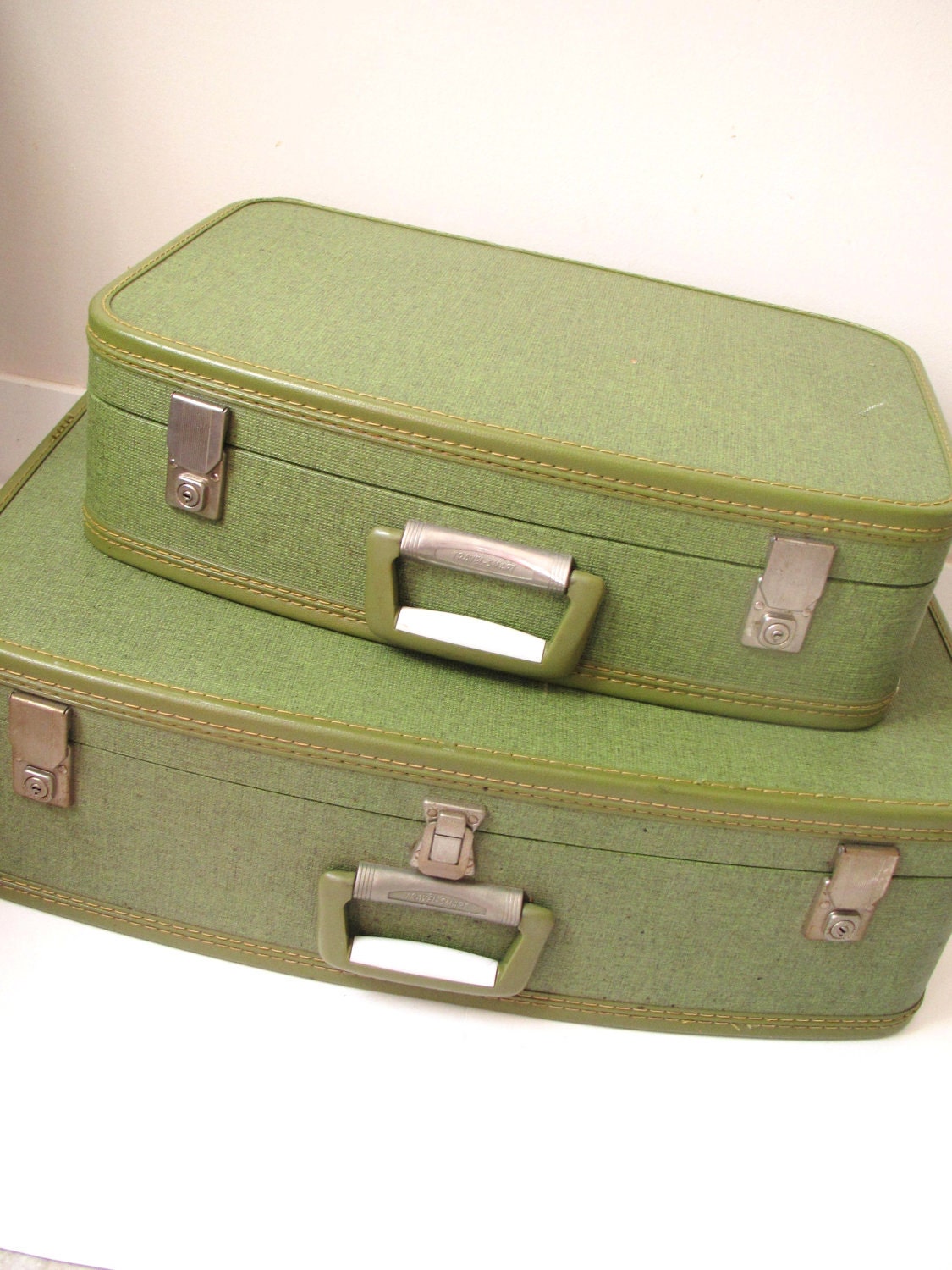Vintage Green Luggage Set of Two Retro Lime Green Hard