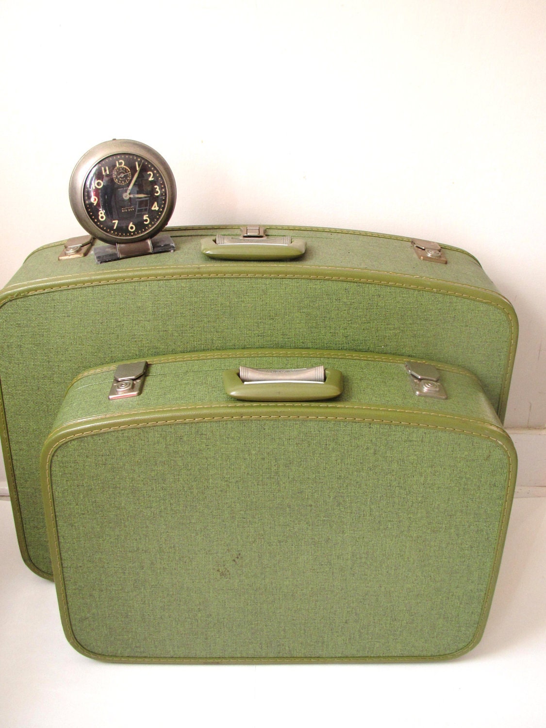 Vintage Green Luggage Set of Two Retro Lime Green Hard