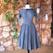 1950s Blue Flocked Taffeta Party Dress