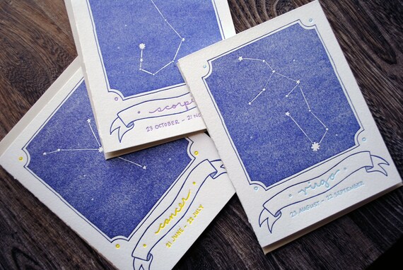 Letterpress Zodiac Constellation Cards