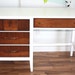 Mid Century Modern White Desk, Wood and Original Hardware