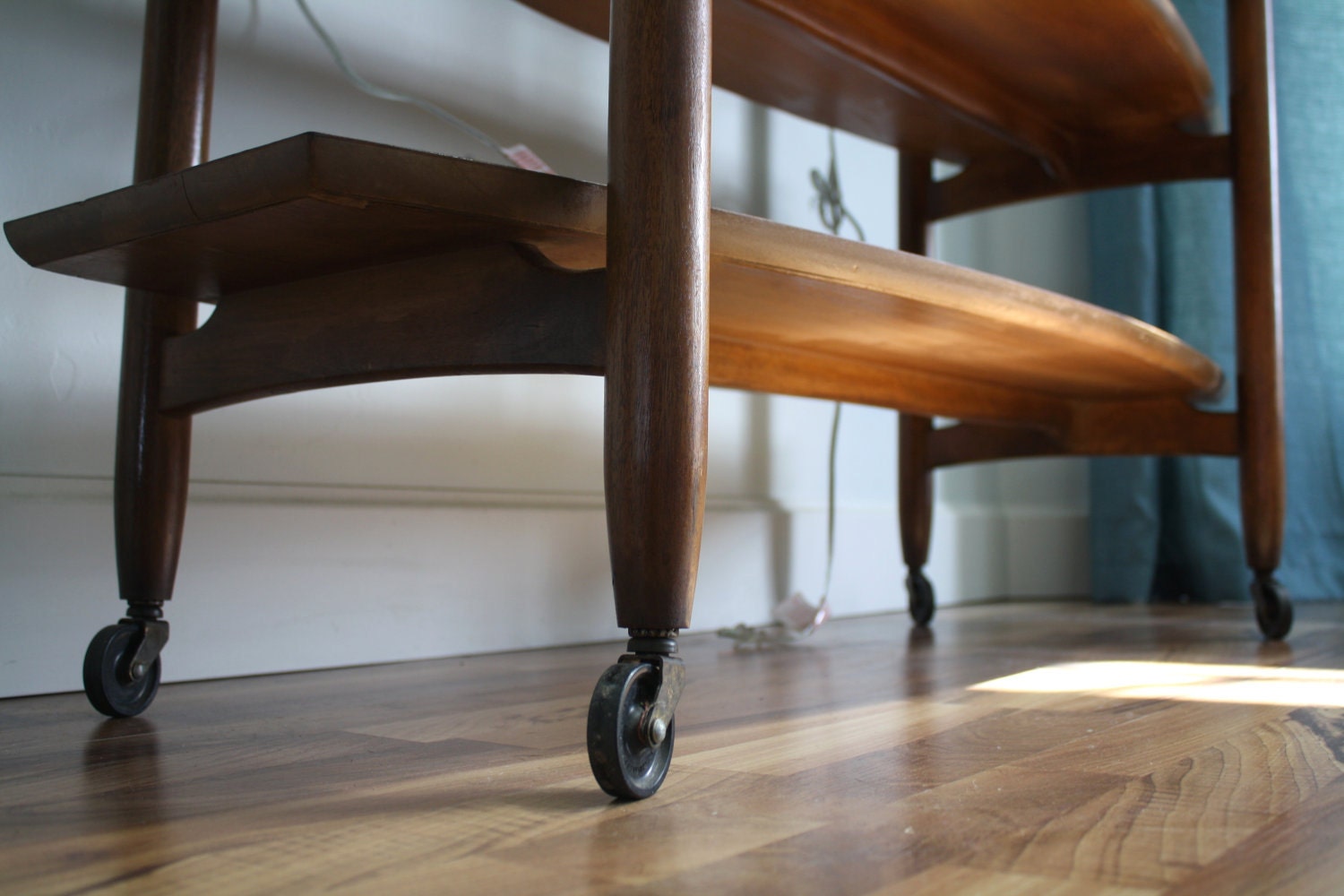 Rolling Mid Century Modern Bar Cart Server Tea Cart Danish