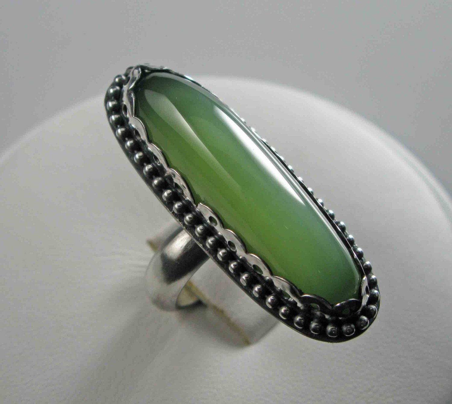 Alaska Jade Nephrite in Sterling Silver by HotRoxCustomJewelry