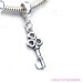 Skeleton Key Charm Bead Dangle Sterling Silver