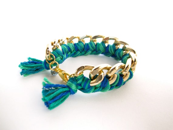 Woven Friendship bracelet in green blue by internodiciotto