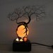 Wire Tree Of Life Duo Wind Spirits sculpture Orange Selenite Full Moon Sphere Gemstones Lamp, original art FREE SHIPPING LP1