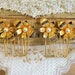 Ella 2 hair comb - Gold flowers and pearls set of 2 Victorian shabby chic vintage style with Swarovski elegant pearls .
