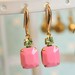 Shabby chic vintage pink and green earrings - gold field vintage Vintage glass faceted with swarovski